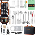 Gaialoop Portable Camping Cooking Utensils Set, Camp Kitchen Set with Organizer Bag, RV Essentials Outdoor Cooking Utensil Kit for Travel, Picnics, Camping, BBQs, Parties 34pcs