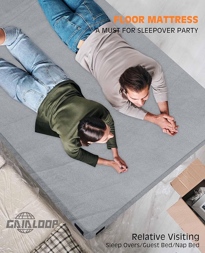 GAIALOOP 4 INCH Extra Thick Memory Foam Camping Mattress, 30D Foam Camp Pad for Car Tent Cot, Roll Up Mattress for Guests Sleepovers RV Truck Camper Full: 75*54*4"