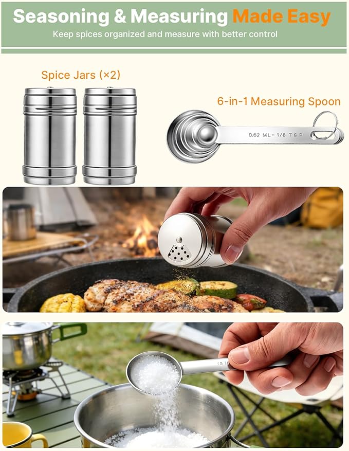 Gaialoop Portable Camping Cooking Utensils Set, Camp Kitchen Set with Organizer Bag, RV Essentials Outdoor Cooking Utensil Kit for Travel, Picnics, Camping, BBQs, Parties 36pcs