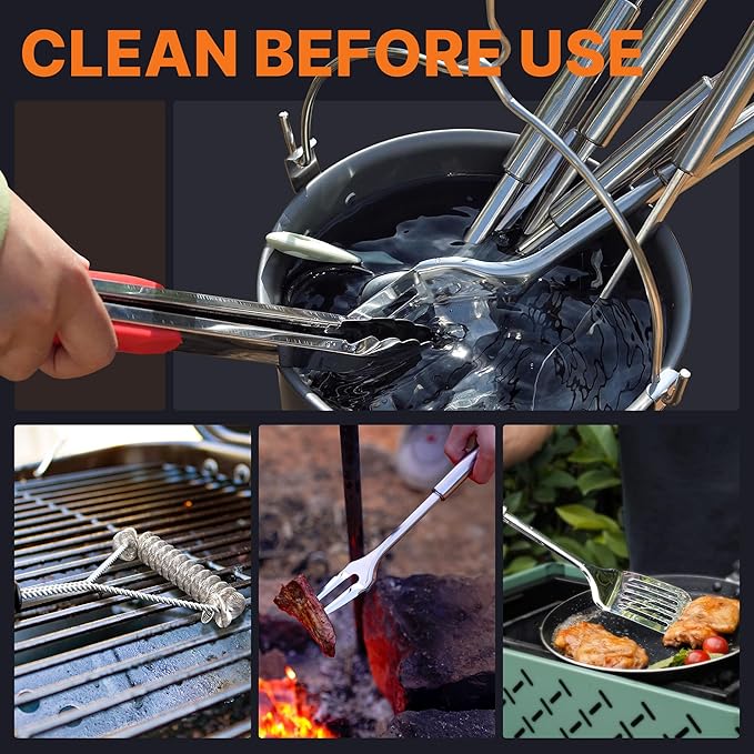 Gaialoop Portable Camping Cooking Utensils Set, Camp Kitchen Set with Organizer Bag, RV Essentials Outdoor Cooking Utensil Kit for Travel, Picnics, Camping, BBQs, Parties 15pcs
