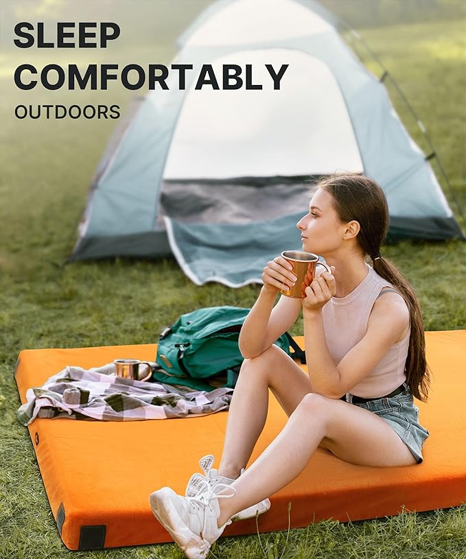 GAIALOOP 4 INCH Extra Thick Memory Foam Camping Mattress, 30D Foam Camp Pad for Car Tent Cot, Roll Up Mattress for Guests Sleepovers RV Truck Camper Full: 75*54*4"