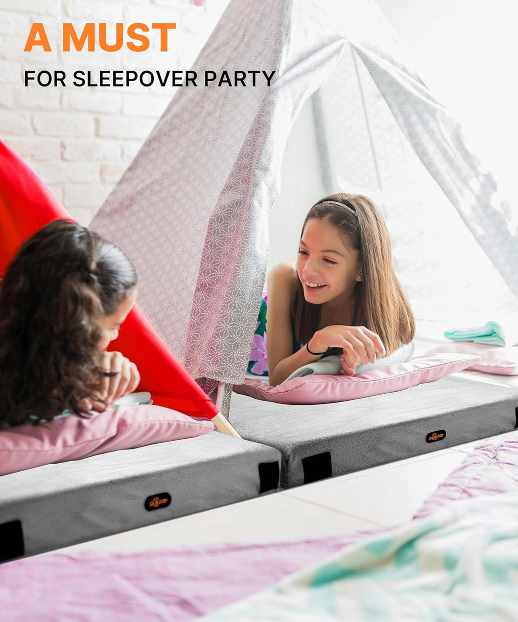 GAIALOOP 4 INCH Extra Thick Memory Foam Camping Mattress, 30D Foam Camp Pad for Car Tent Cot, Roll Up Mattress for Guests Sleepovers RV Truck Camper Space Gray Twin XL 80384