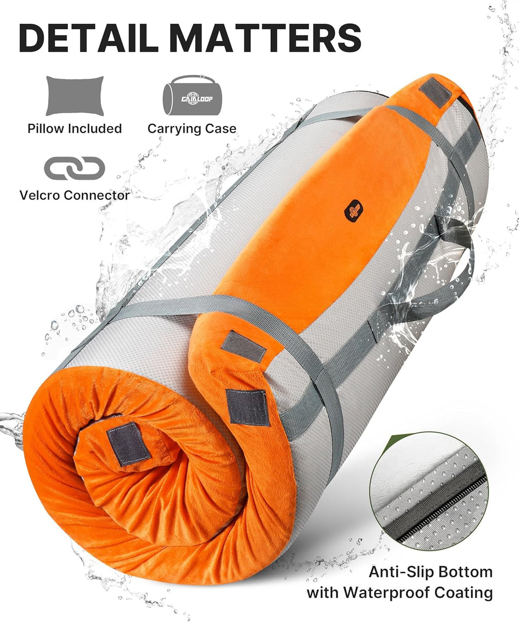 GAIALOOP 4 INCH Extra Thick Memory Foam Camping Mattress, 30D Foam Camp Pad for Car Tent Cot, Roll Up Mattress for Guests Sleepovers RV Truck Camper Twin: 75*38*4"